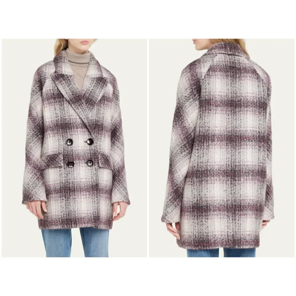 💕VERONICA BEARD💕 Deena Plaid Double-Breasted Dickey Coat ~ Bordeaux Large NWOT - Picture 7 of 16